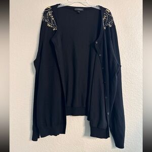 Lane Bryant Black and Gold Cardigan Sweater